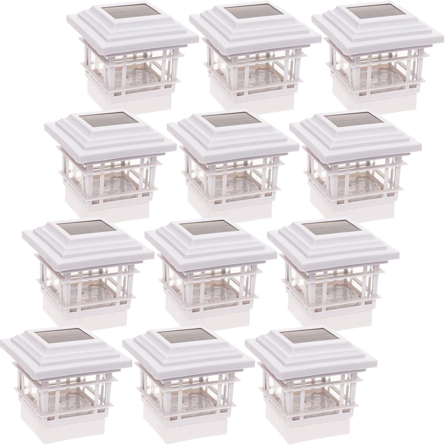 12 Pack White Plastic Solar Post Cap Lights K841