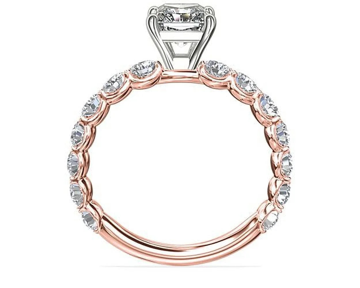 14K Rose Gold Solitaire Engagement Ring with Accents Y886
