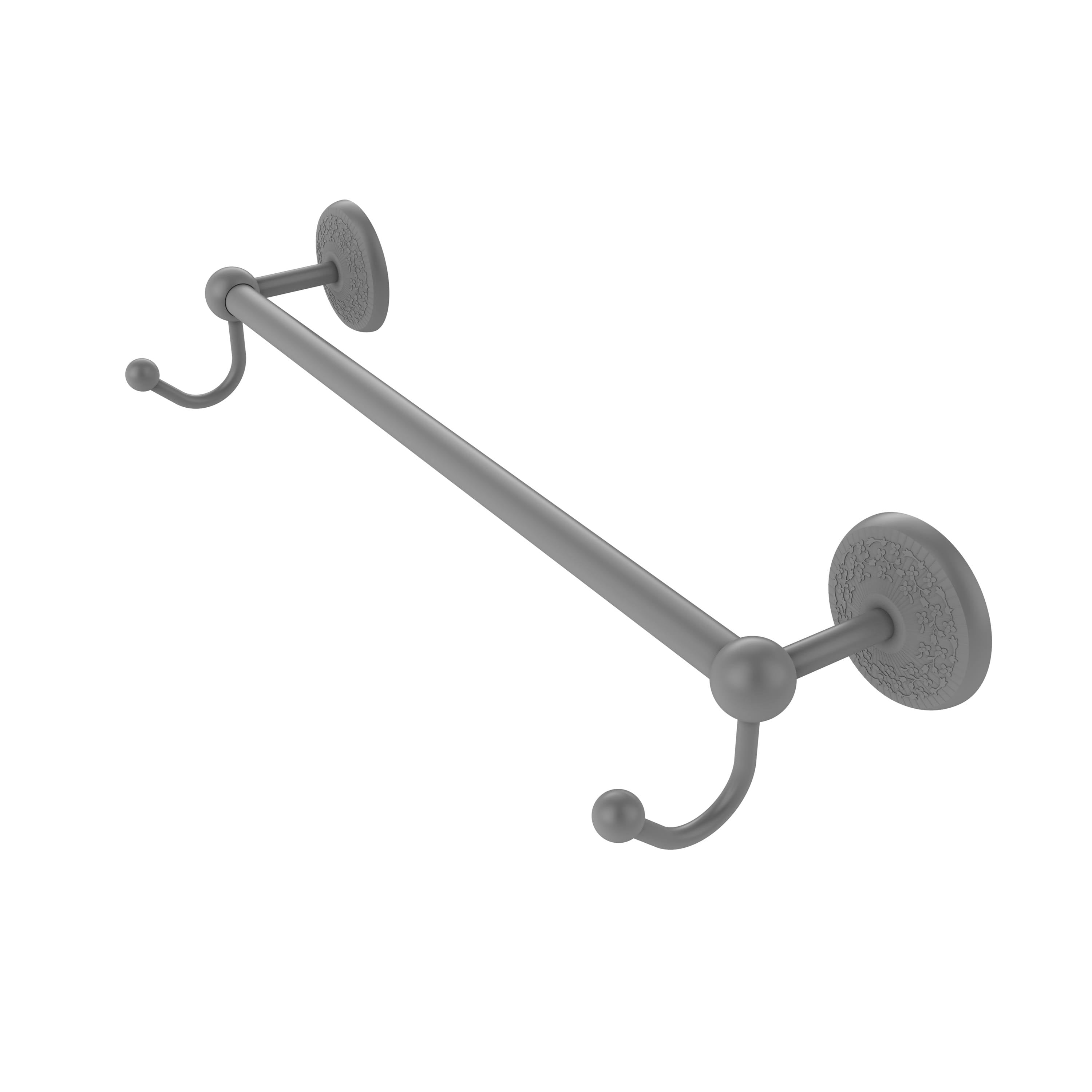 Matte Gray 24 inch Towel Bar with Integrated Hooks V425446