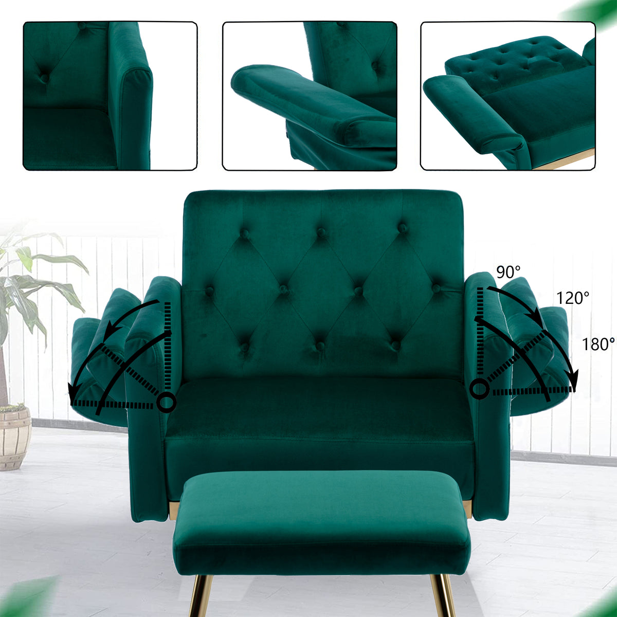 Velvet Accent Chair with Ottoman Q44450