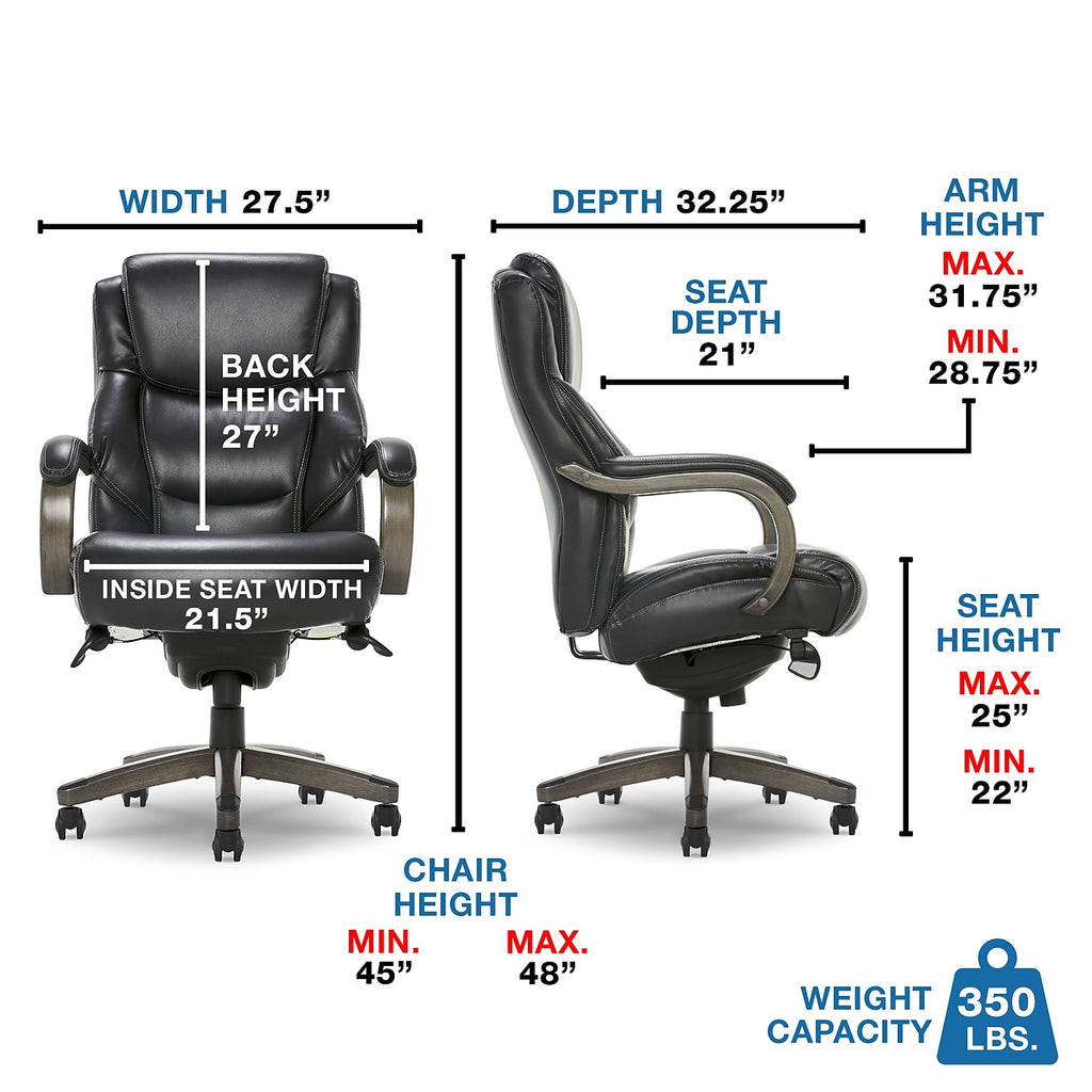 Jet Black/Gray Ergonomic Leather Executive Chair P2686