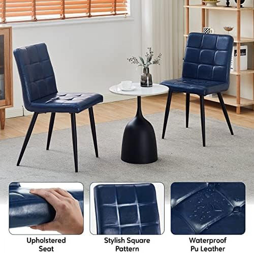 Faux Leather Dining Chairs Set of 4 with Metal Legs M2473