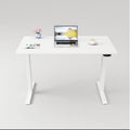 Electric Height Adjustable Standing Desk White Frame Wood Color Top I6706