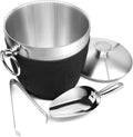 Black Double Walled Stainless Steel Insulated Ice Bucket with Nylon Holder R6773