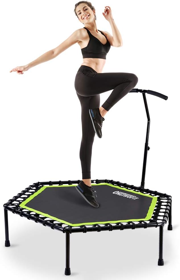 48 Silent Mini Trampoline with Adjustable Handle Bar Bungee Rebounder O31335
