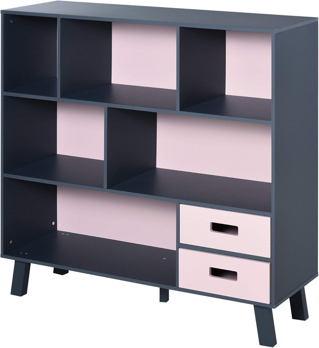 Grey 3-Tier Child Bookcase with Drawers L102
