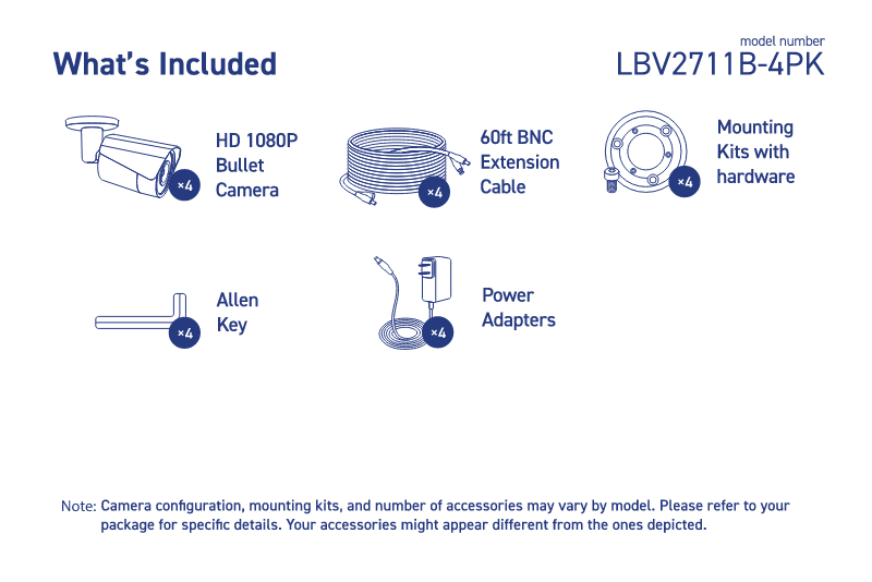 1080p HD Weatherproof Night-Vision Security Cameras (4-Pack) L572