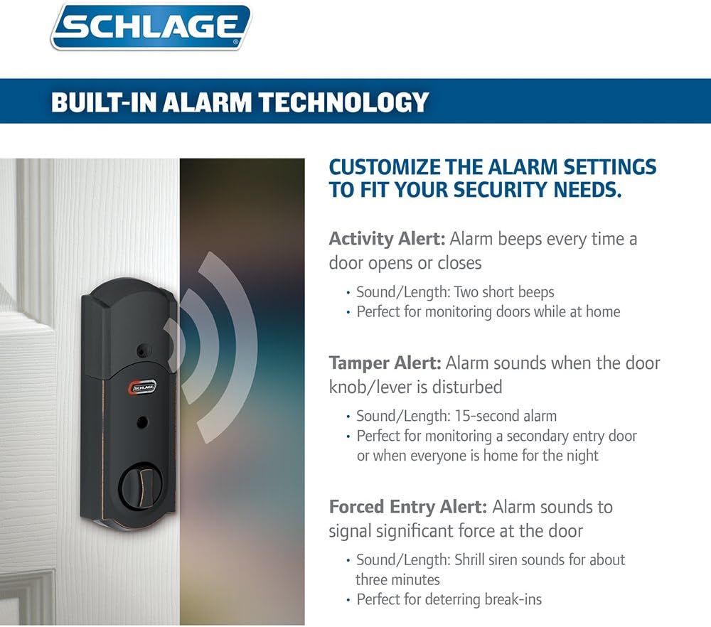 Aged Bronze Touchscreen Deadbolt with Built-In Alarm X21758