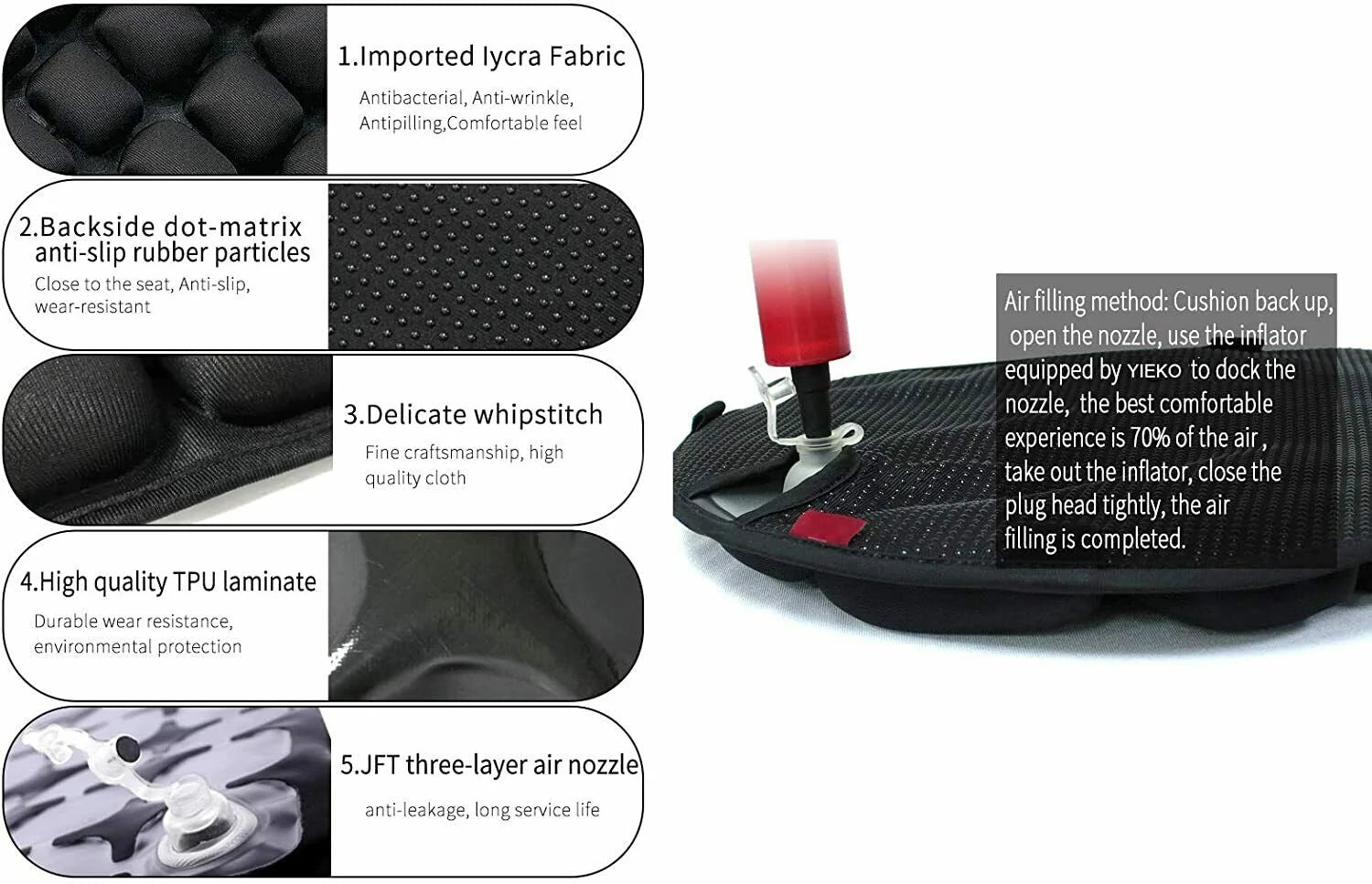 Motorcycle Seat Cushion Pressure Relief Ride Seat Pad K822094