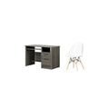 Gravity Gray Maple Desk and 1 White Chair Set U324