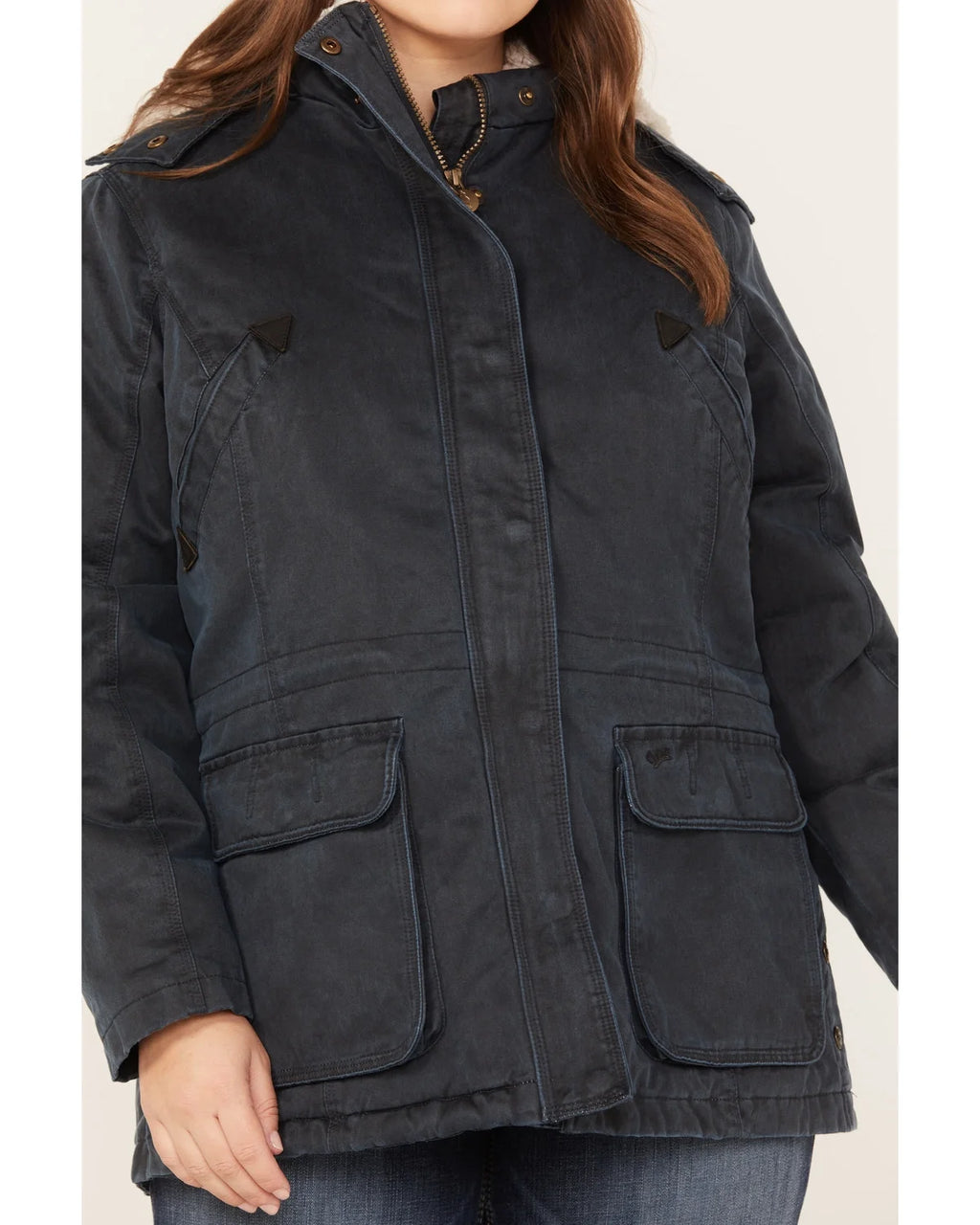 Navy Sherpa-Lined Hooded Jacket Plus Size 2X T41868