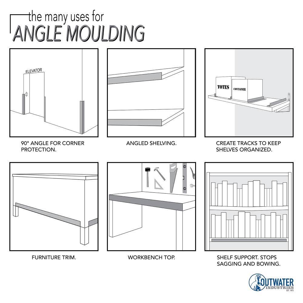 Satin Finish Aluminum Angle Moulding, 36 inch Lengths, Pack of 4 H868