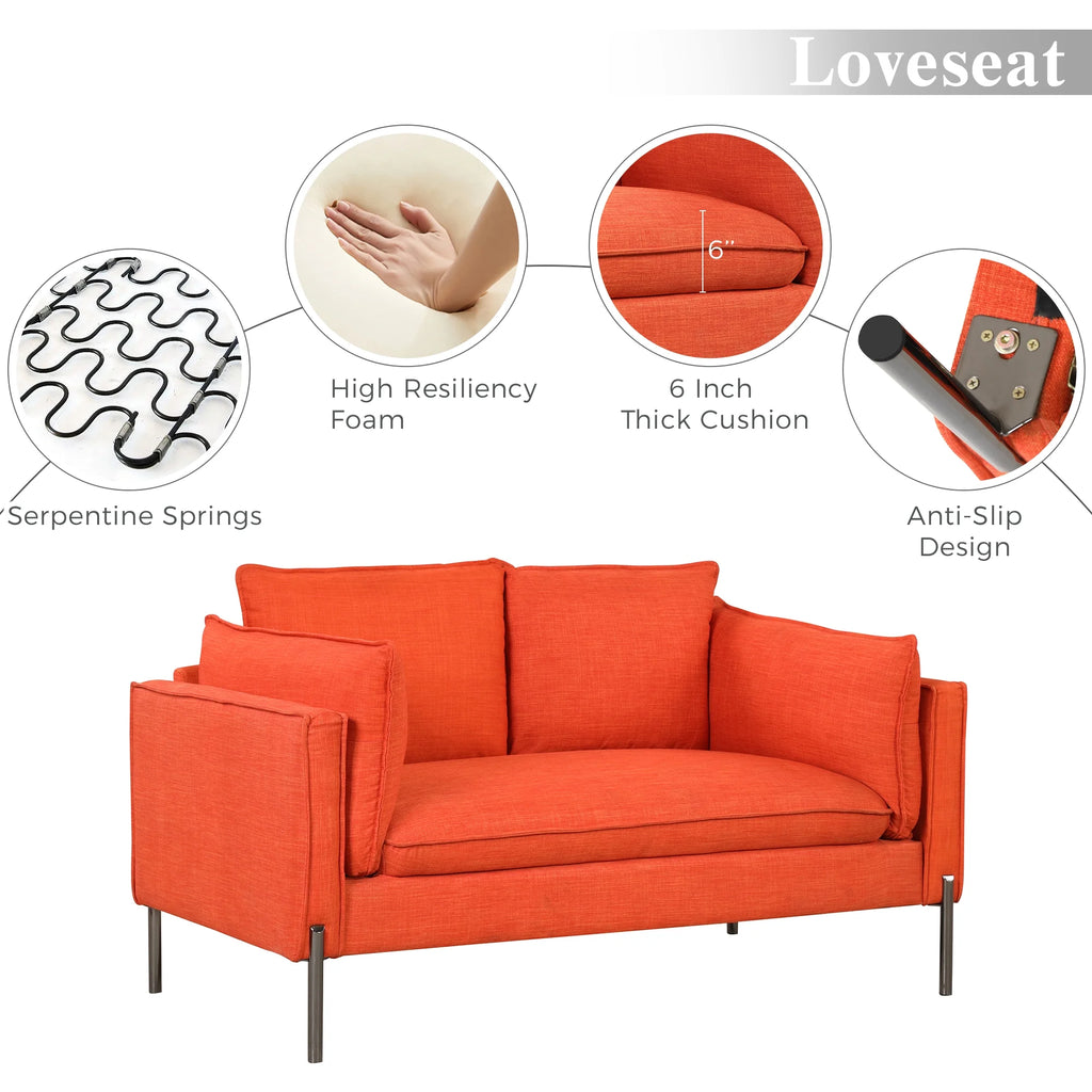 Linen Fabric Loveseat Couch W830297