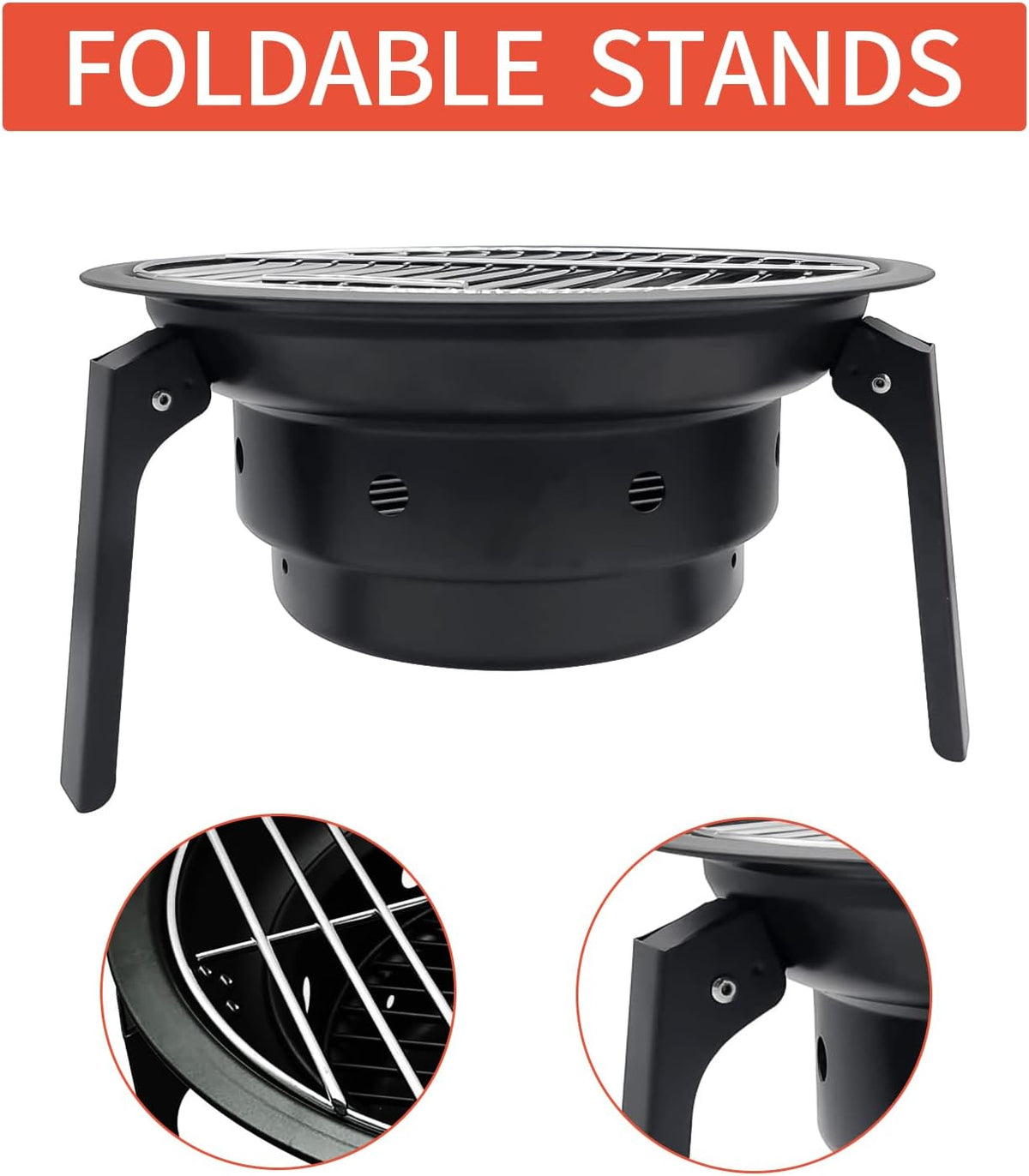 Portable Charcoal Grill with 12.2” Grill Plate Q6152