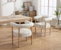 White Wooden Upholstered Barrel Dining Side Chair Set of 2 Y8150