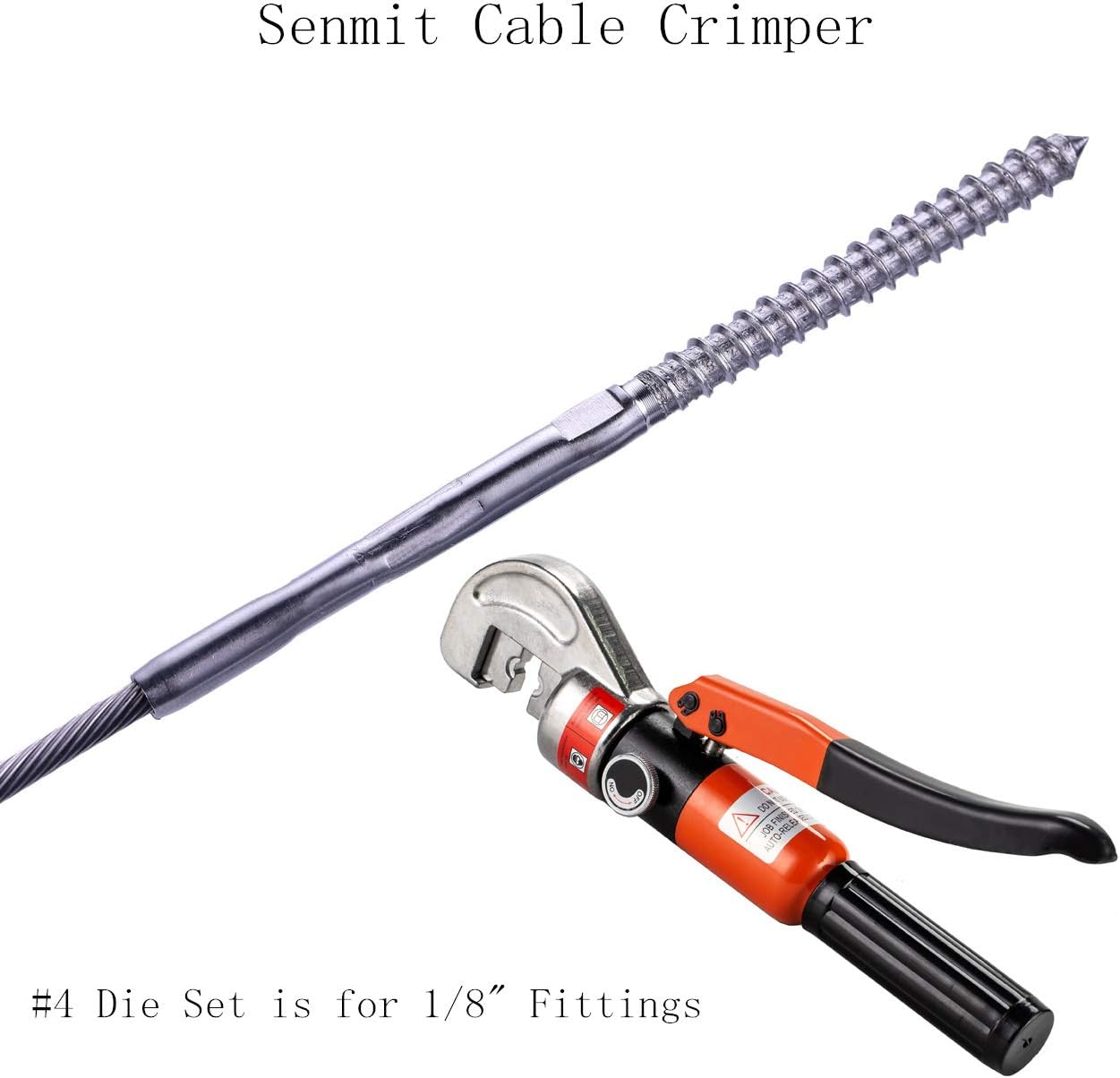 10 Ton Hydraulic Cable Crimper Hand Tool for 1/8, 3/16 Stainless Steel Cable Railing Fittings C3076