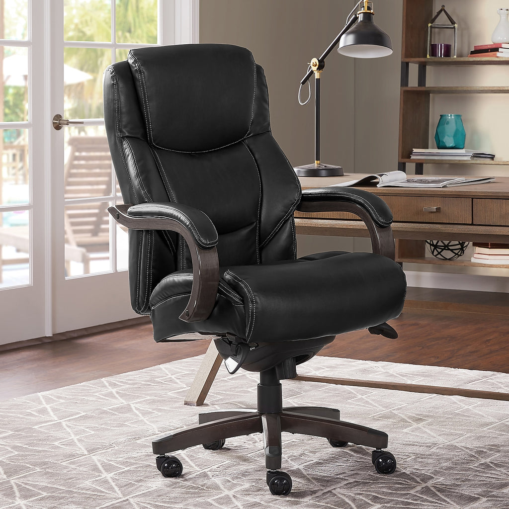 Jet Black/Gray Ergonomic Leather Executive Chair P2686