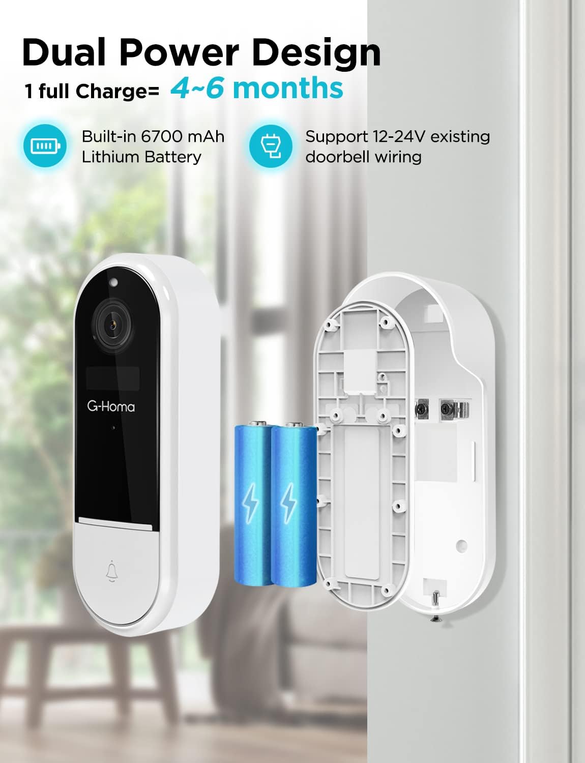Wireless Video Doorbell with Chime, 1080p HD Night Vision, 2-Way Audio T48603