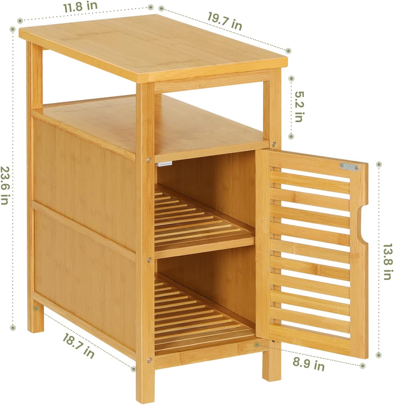 Bamboo 3-Tier Narrow End Table with Storage Shelf A11083