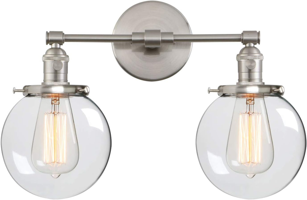 Clear Double Sconce Wall Light with Glass Round Canopy S4981