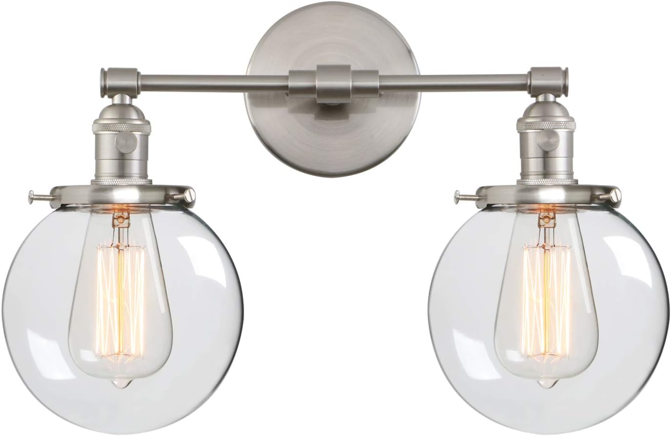 Clear Double Sconce Wall Light with Glass Round Canopy S4981