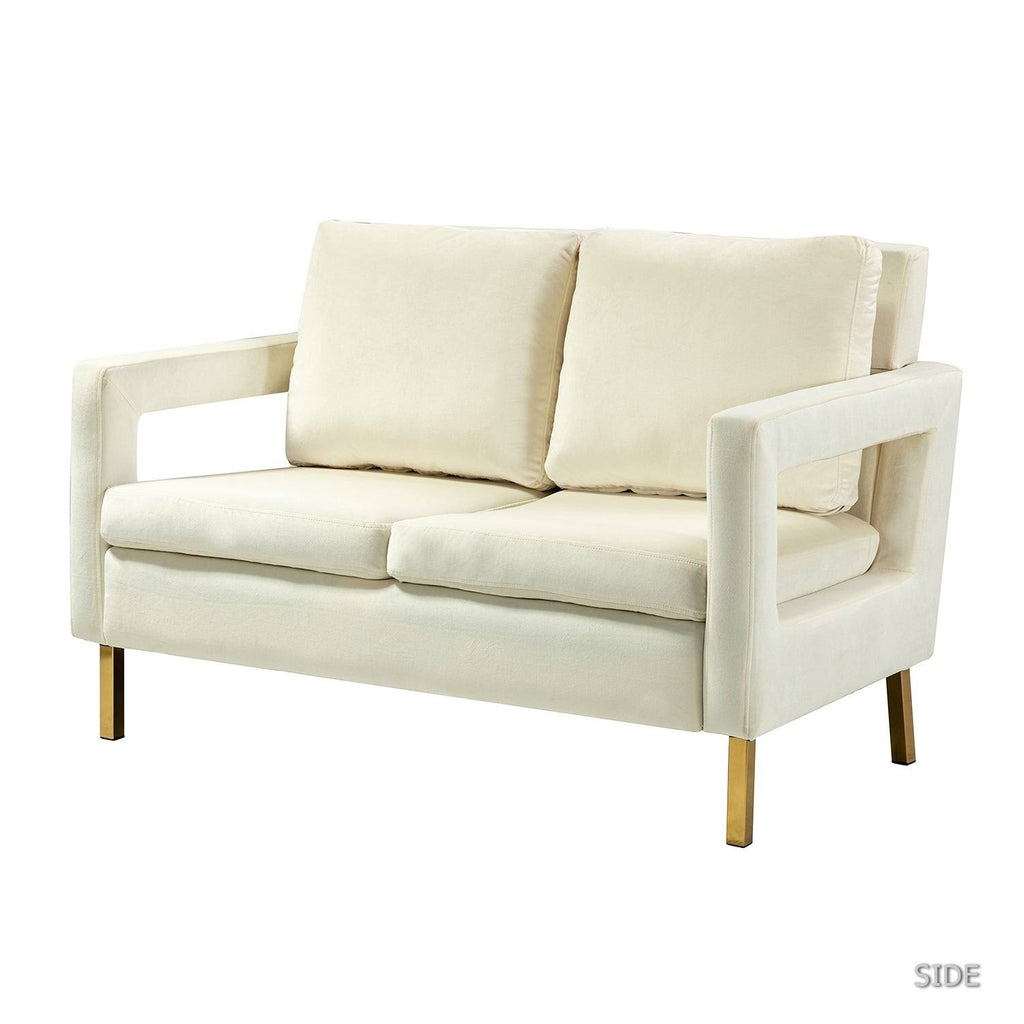 Black Loveseat with Gold Metal Legs D8607