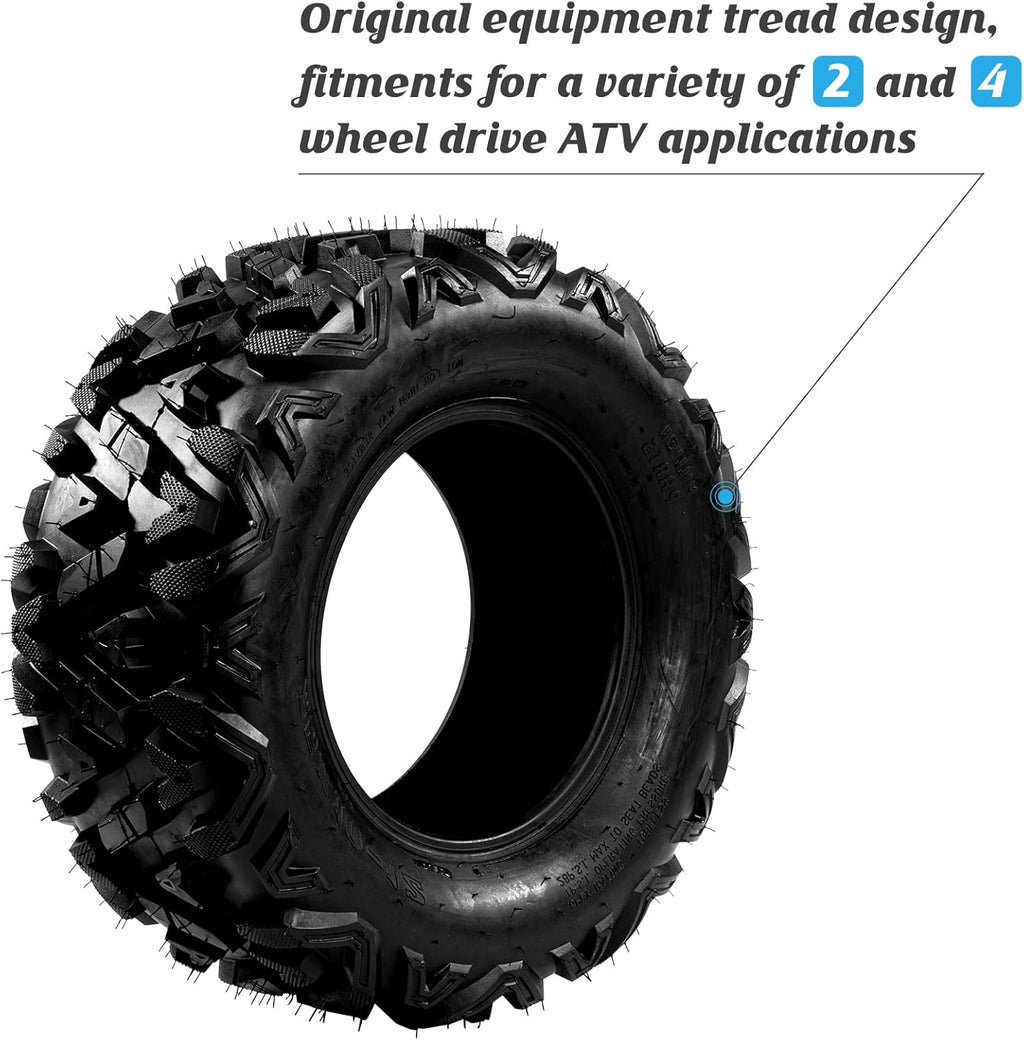 Set of 2 25x10-12 ATV UTV Tires All-Terrain 6 Ply Tubeless F1305