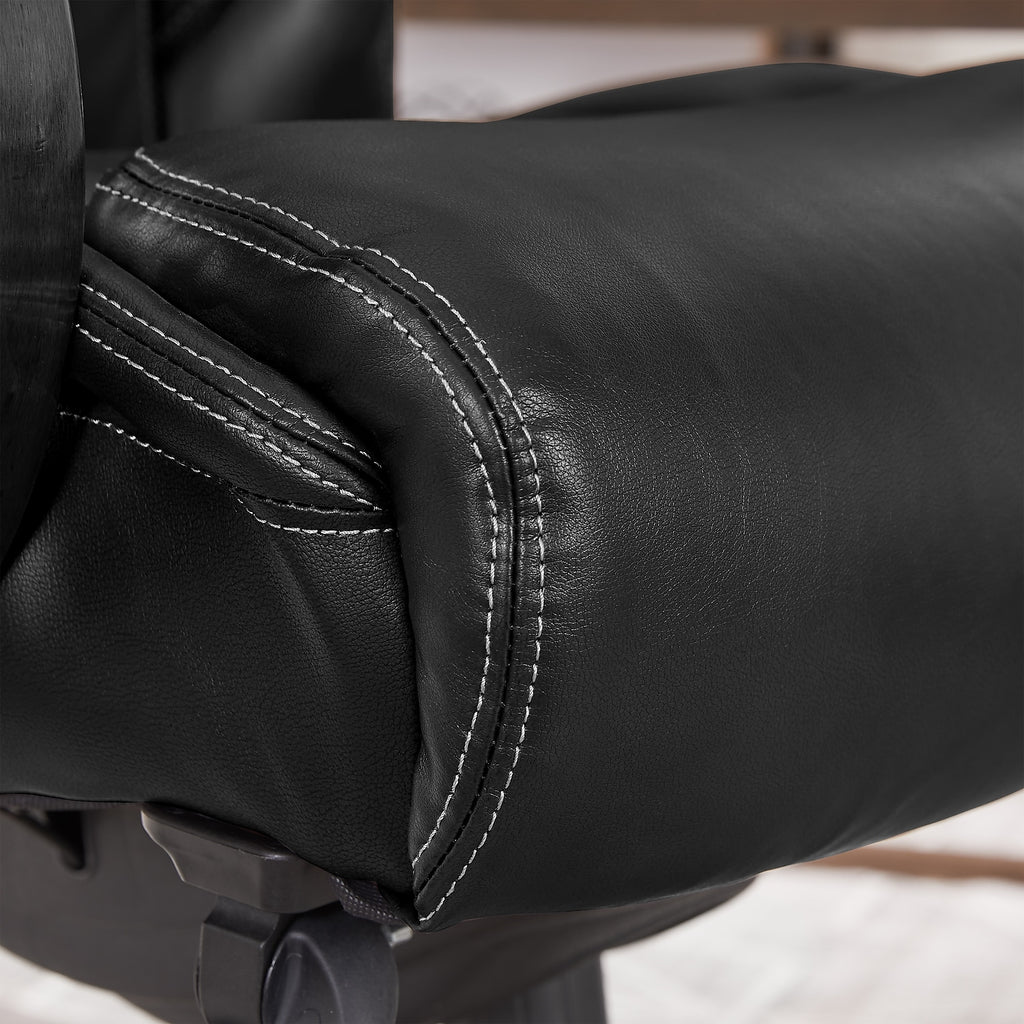 Jet Black/Gray Ergonomic Leather Executive Chair P2686