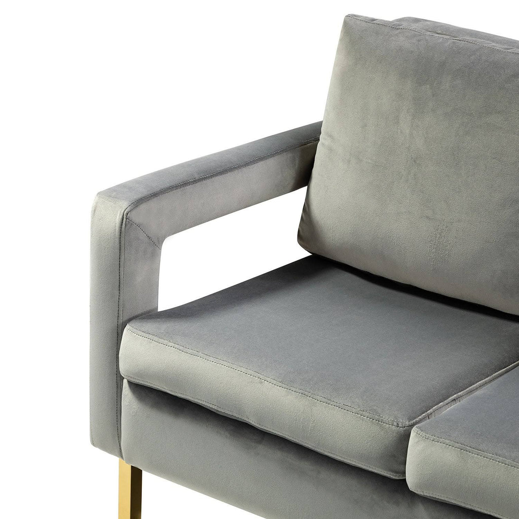 Black Loveseat with Gold Metal Legs D8607
