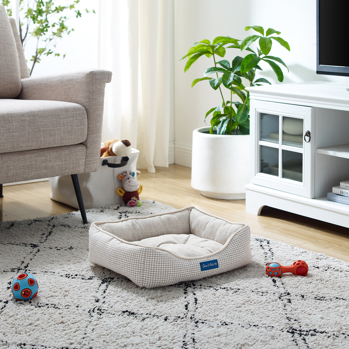 Brown Plaid Dog Bed J976