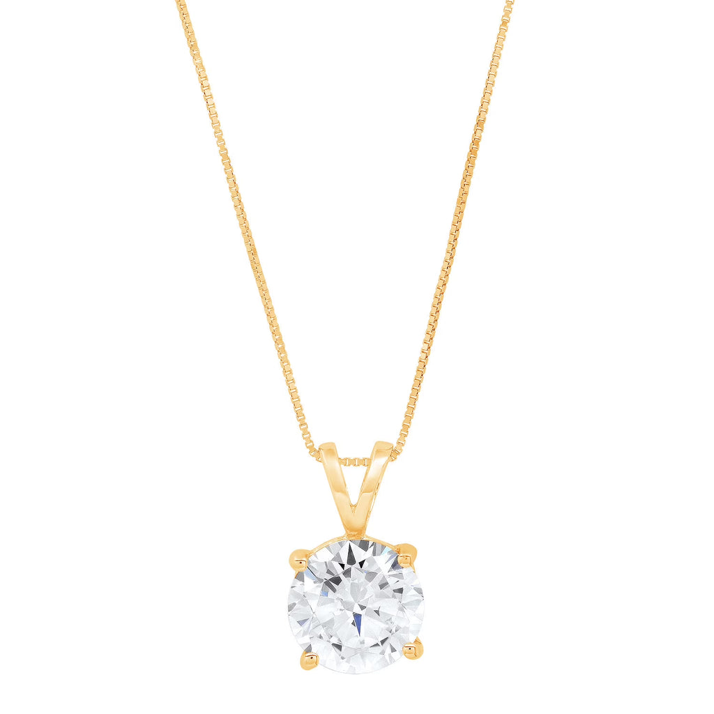 18K Yellow Gold Solitaire Moissanite Pendant with 18" Chain C3586