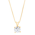 18K Yellow Gold Solitaire Moissanite Pendant with 18" Chain C3586