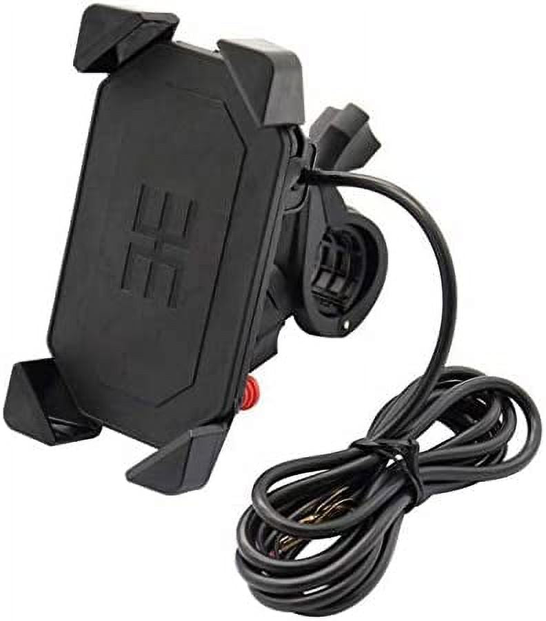 USB Charge Motorcycle Handlebar Mount Clamp Cellphone Holder Universal for 12V/24V Vehicles U19513
