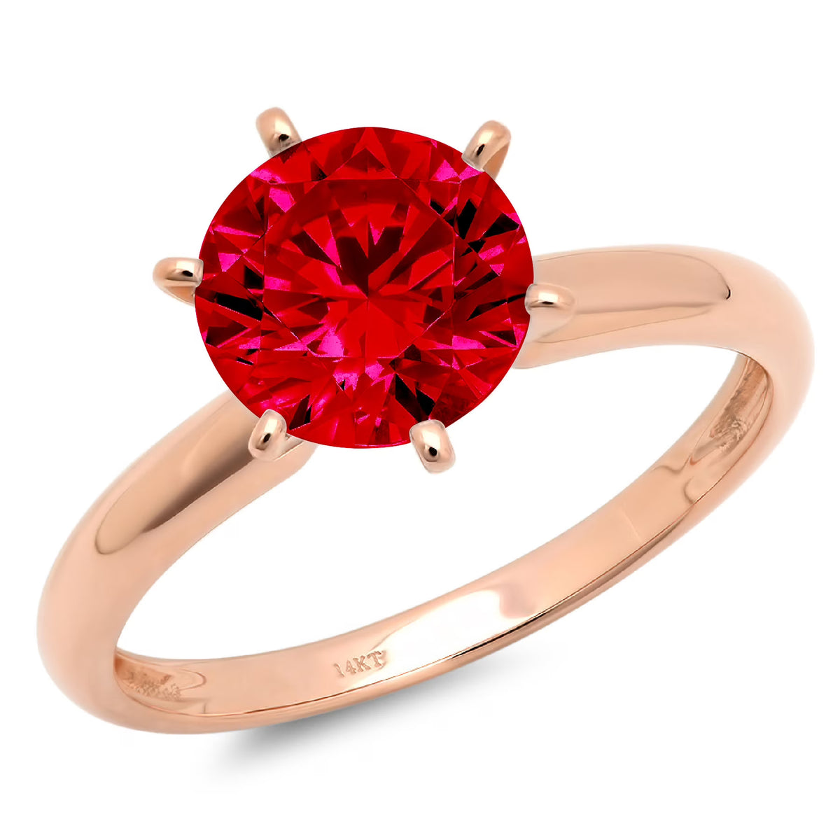 Pink Simulated Tourmaline Rose Gold Solitaire Ring Size 9 L2631