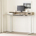 Adjustable Height Standing Desk with Built In Power Bar Soft Elm and Matte Black C6433