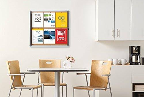 Enclosed Cork Bulletin Board with Swing Door, 30 x 27, Silver Aluminum Frame C613