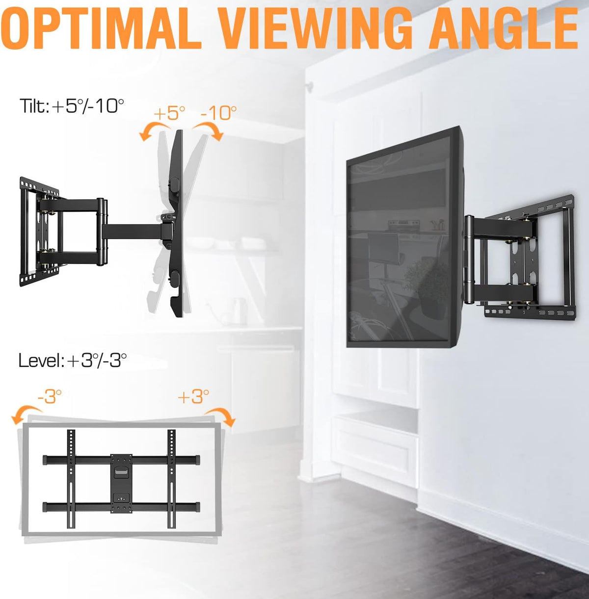 Full Motion 6-Arm TV Wall Mount for 42-75 Inch Flat Screen TVs, Max VESA 600x400mm, 100 lbs, Pack of 2 T65254