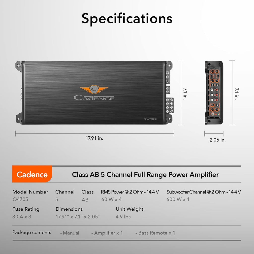 5 Channel Car Audio Amplifier with Bass Knob H7512
