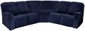 5 Seater Velvet Stretch Recliner Sofa Cover Set of 7 Pieces W648