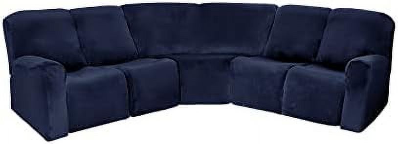 5 Seater Velvet Stretch Recliner Sofa Cover Set of 7 Pieces W648
