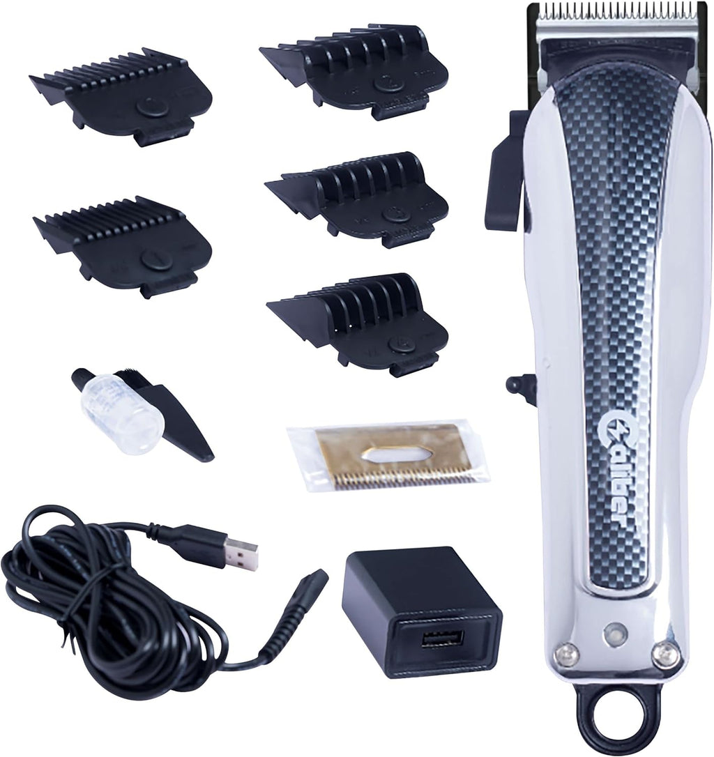 Cordless Electric Hair Clippers with 5 Comb Guards, Blade, Oil, USB Charging Cord & Brush D750