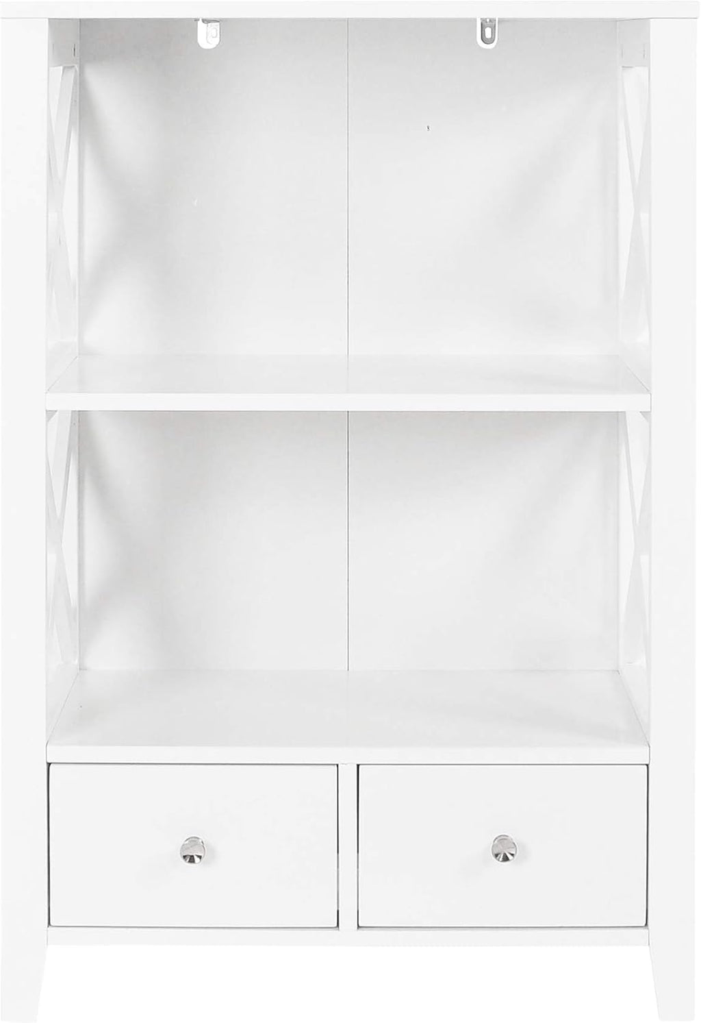 White Freestanding 3-Shelf Bathroom Storage Tower with Two Drawers D529