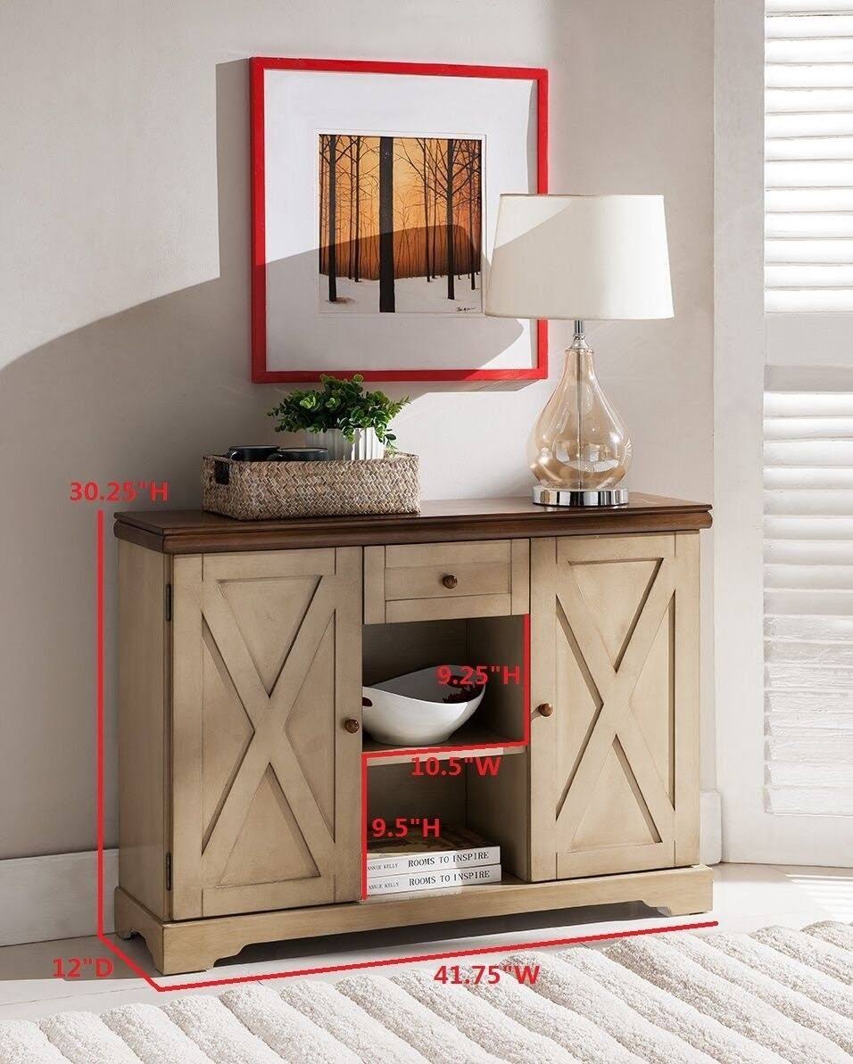 Black/Walnut Wood Buffet Cabinet Console Table Q366763