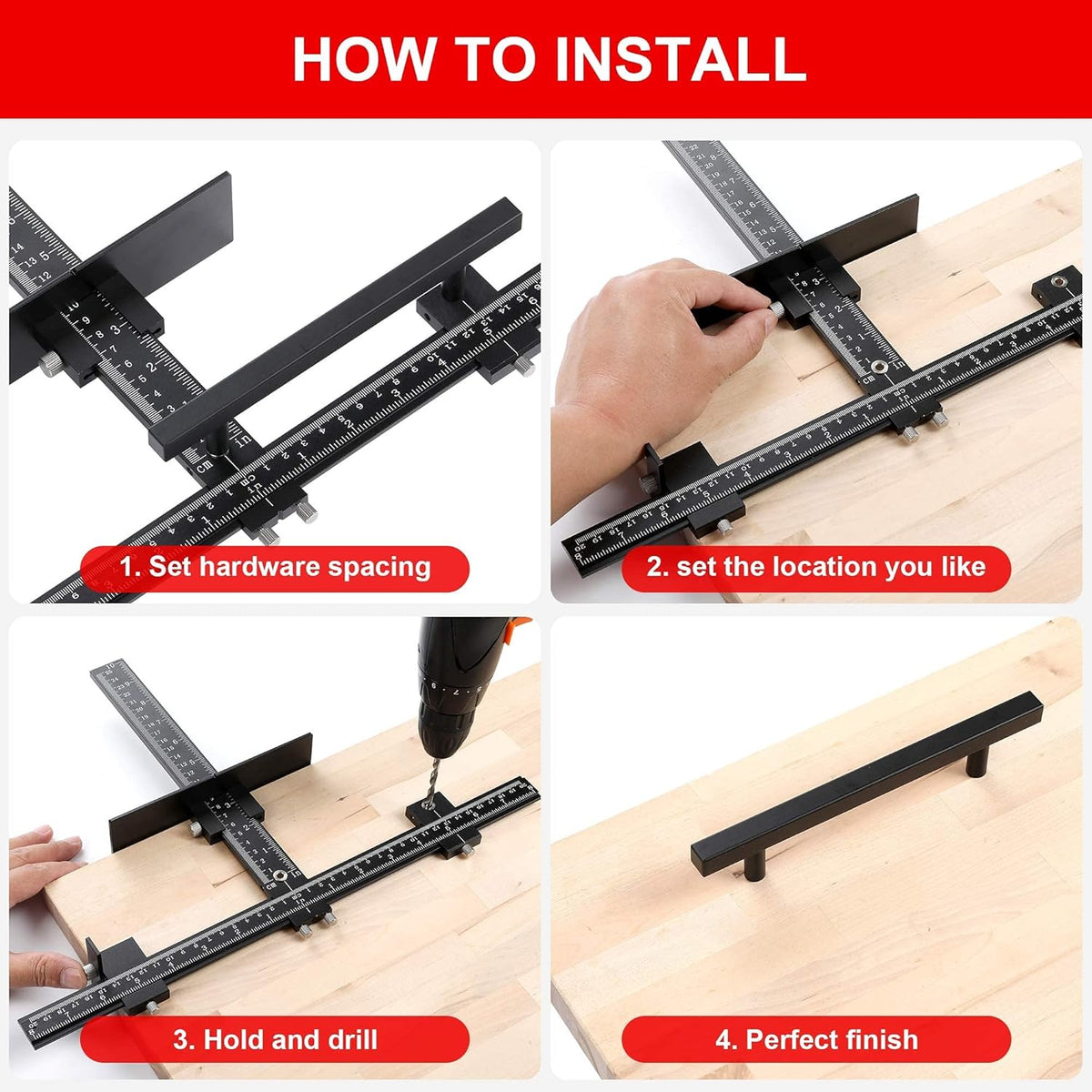 Cabinet Hardware Jig, Adjustable Template, Aluminum Alloy, Pack of 2 E290