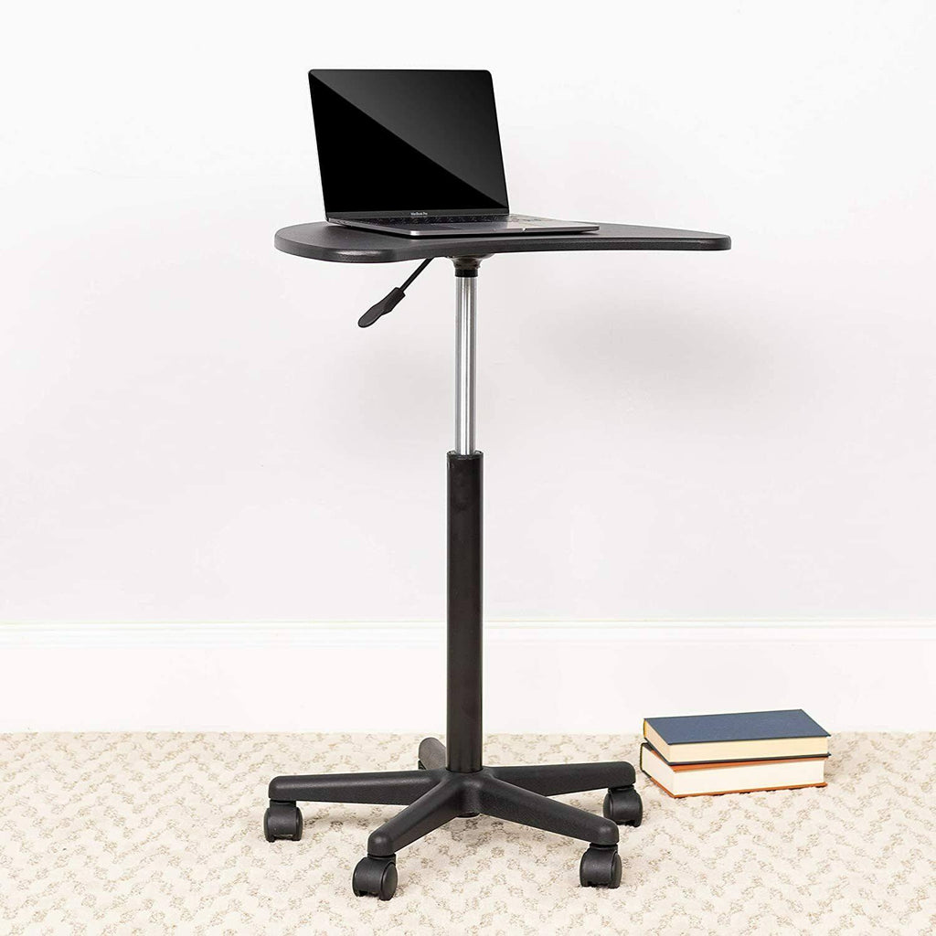 Height Adjustable Mobile Laptop Computer Desk with Black Top R7050