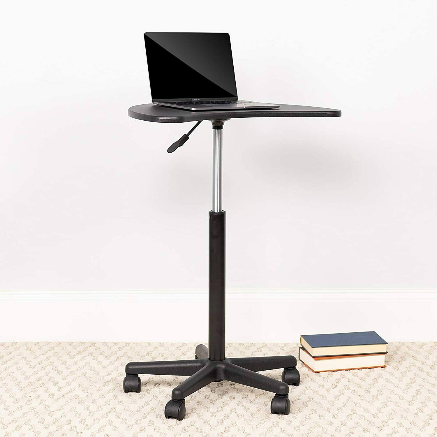 Height Adjustable Mobile Laptop Computer Desk with Black Top R7050
