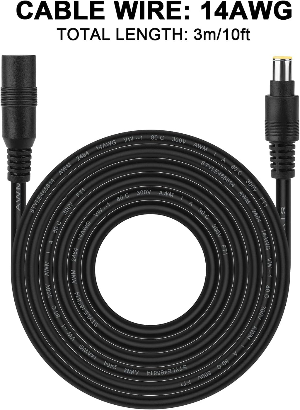 8mm Extension Cable 20Ft 6M DC 8mm Cord 14AWG F55353