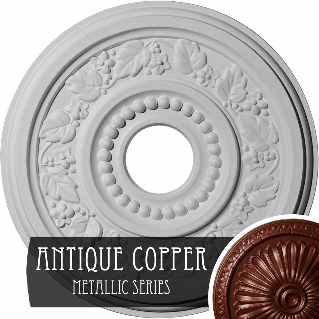 16 1/8x22OD x 3 1/2x22ID x 7/8x22P Hand-Painted Silver Ceiling Medallion P93732