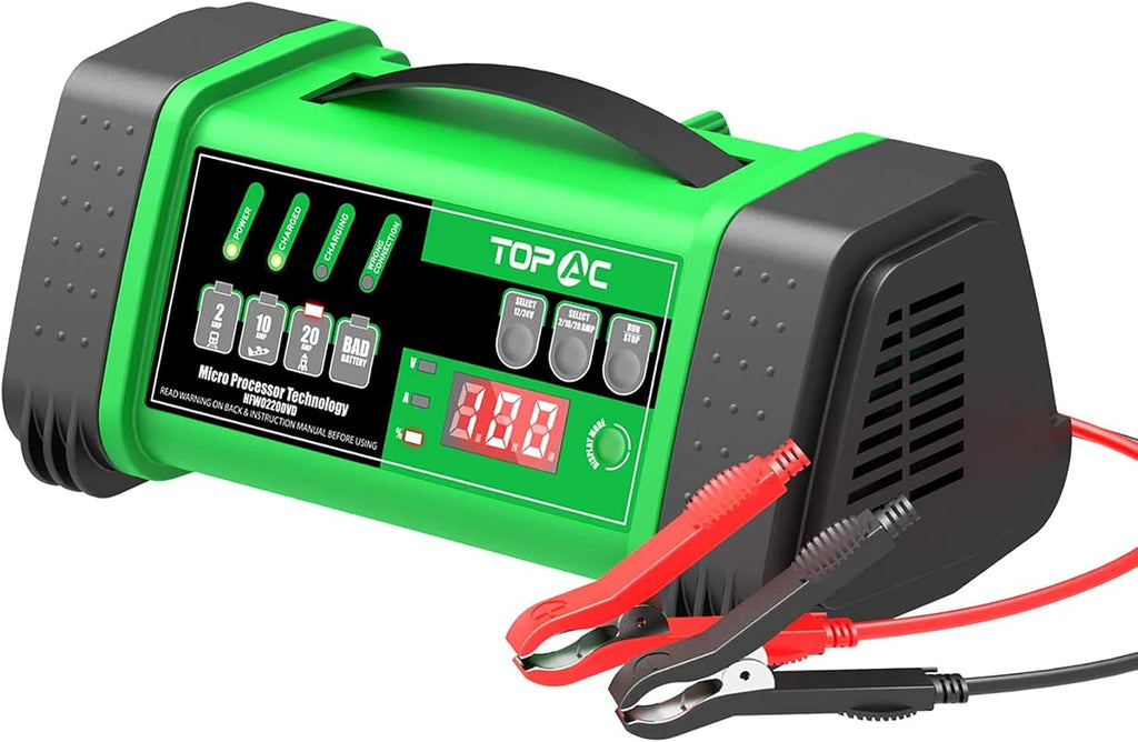 12 Volt 2/10/20A, 24 Volt 2/10A Smart Car Battery Charger Pack of 2 D563054