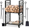 Modern Double layer Heavy Duty Steel Firewood Rack A813789